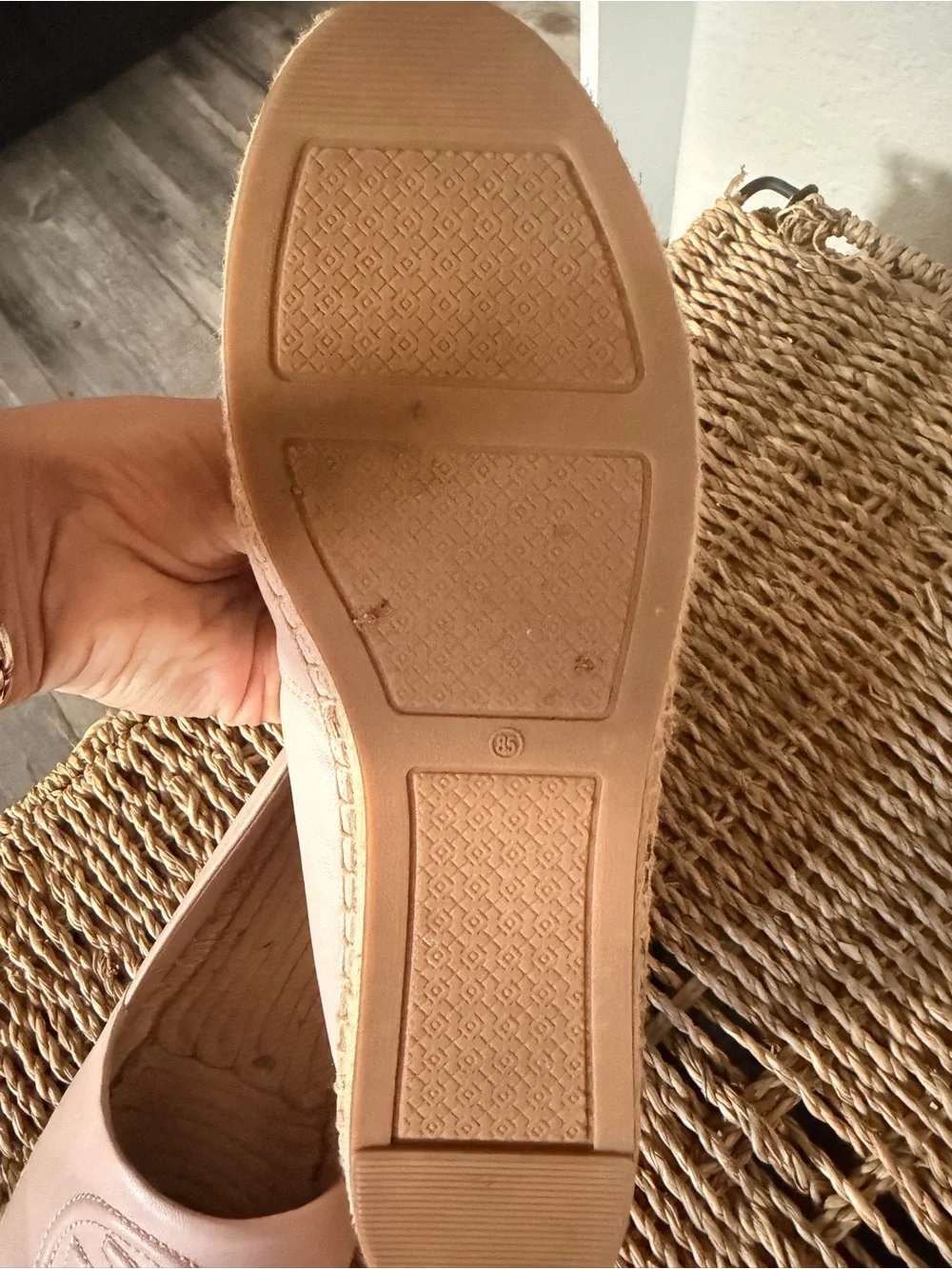 Tory Burch Colorblock Leather Espadrilles Pink Ivory Size 8.5